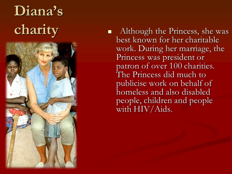 Diana’s  charity           